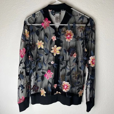 Chaqueta Draper's & Damon's para mujer pequeña pura floral bordada malla Mgd Foto 1 de 4