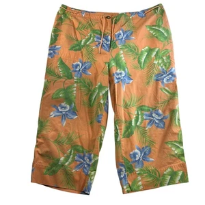 Lauren Ralph Lauren Plus 20W Pants Wide Leg Crop Floral Hawaiian Tropical Resort - Picture 1 of 17