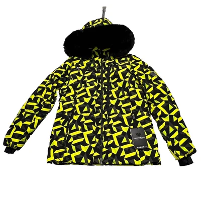 Obermeyer Circe Down Jacket Women’s Size 12 Black Yellow Geometric Print NWT - Image 1 of 4