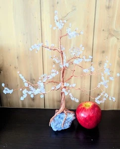 Serene WireWrapped Tree: White Jade &Blue Calcite Gemstone for Peace& Prosperity - Picture 1 of 3
