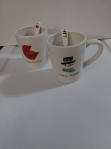 Weihnachten Keramik 12 Unzen Kaffeetassen mit passenden Löffeln von Sue Zulauf (3er Set) - Bild 1 von 6