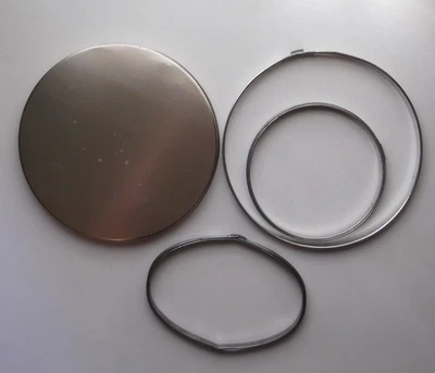 Vintage 3 Embroidery Hoops Cross Stitch Oval Round Drum Metal Spring Cork Lined - Image 1 of 2