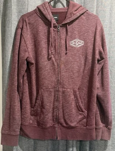 Vans Off The Wall Unisex Zip Up Hoodie Rare Sweatshirt Jacket Maroon Size Medium - Picture 1 of 6
