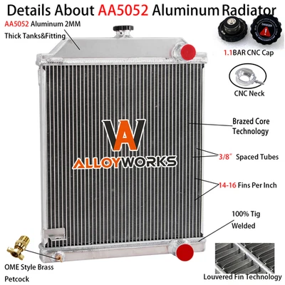 4 Row Aluminum Cooling Radiator Fit 1950-61 Jaguar Mark 7 8 9 VII/VIII/IX MT Foto 1 de 4