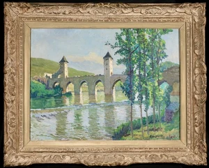 CONSTANTIN SCHRIFT (1890-1954) GROSSE SIGNIERTE FRANZÖSISCHE ÖL LEINWAND PONT VALENTRE CAHORS - Bild 1 von 10