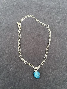 Silberfarbene blaue Kristall Charm Fußkette / Armband - Bild 1 von 5