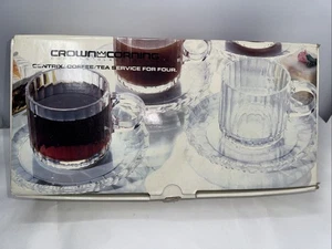 Crown Corning Centrix Coffee Tea Cups Saucers 4 Sets Demitasse Vtg 1987 Mcm 8 Oz - Picture 1 of 10