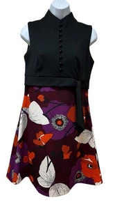 Vtg Act 1 New York 70's Retro Polyester Sleeveless Mod Butterfly Mini Dress M/L - Picture 1 of 8