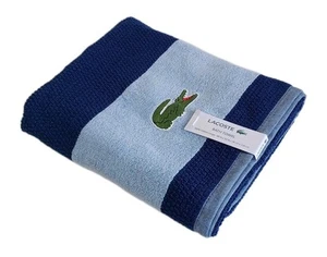 Lacoste Bath Towel 100% Cotton Light Blue/Navy 30x52 Embroidered Crocodile Logo - Picture 1 of 1