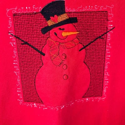 Sudadera Vintage Roja Navidad Muñeco de Nieve Bordado Let It Snow XL Foto 1 de 4