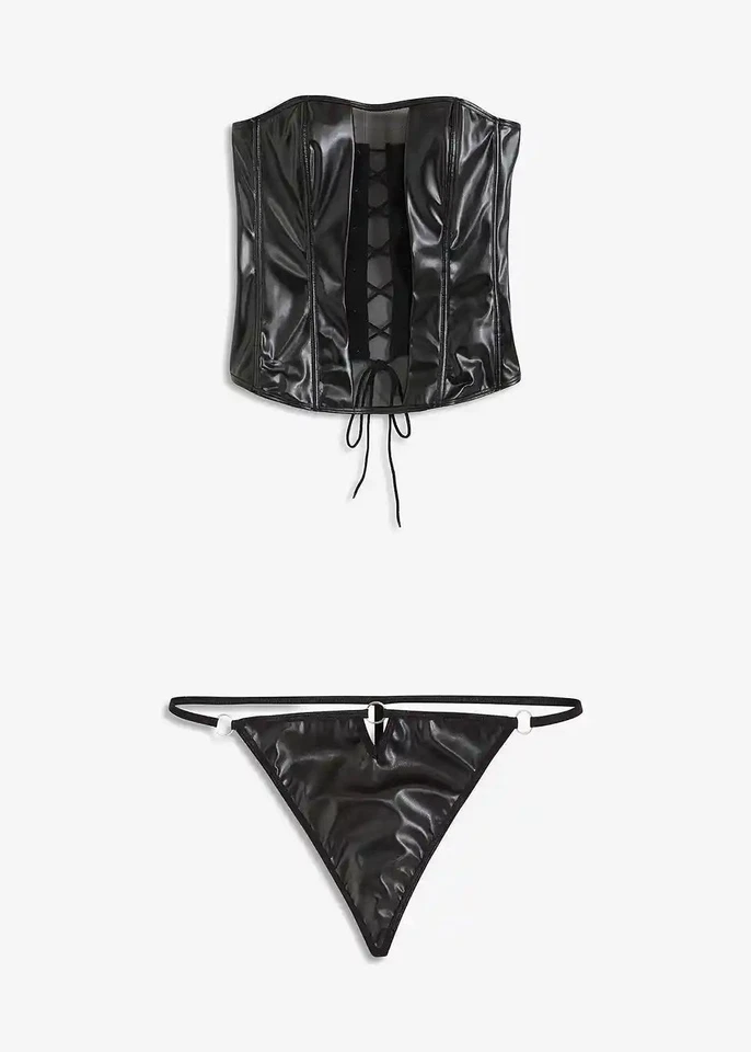 2-tlg Set Corsage String Gr. 52/54 Schwarz Damen-Unterwasche Erotikwäsche Neu* - Bild 1 von 1