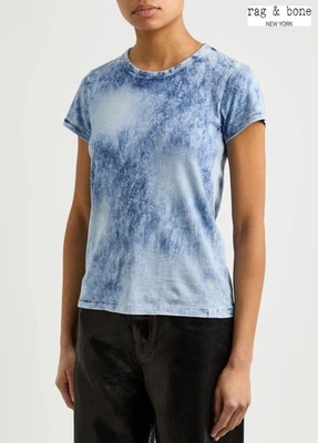 RAG & BONE NWT $128 THE SLUB TIE DYE PIMA COTTON TIE DYE BLUE MULTI TEE. SIZE S - Image 1 of 4