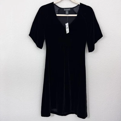 Banana Republic Womens Vintage Velour Dress Sz 2 Silk Blend Winter Festive Black - Image 1 of 4