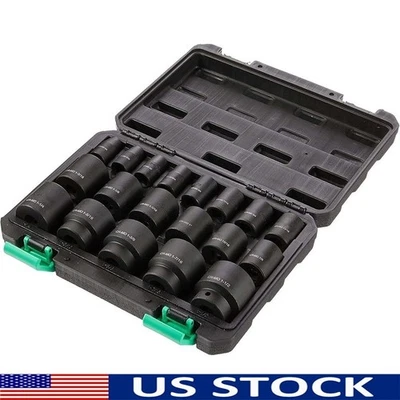 19pc 1/2 Inch Drive Socket Set Cr-Mo Heavy Duty Corrosion Resistant Storage Case - Image 1 of 4