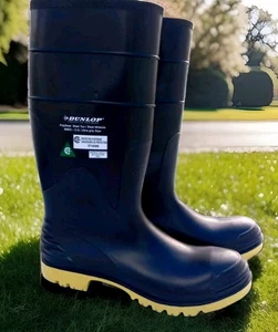 DUNLOP 86802 Men's Rubber Boots Size 14 PolySteel Steel Toe Ultra Grip Slip - Picture 1 of 9