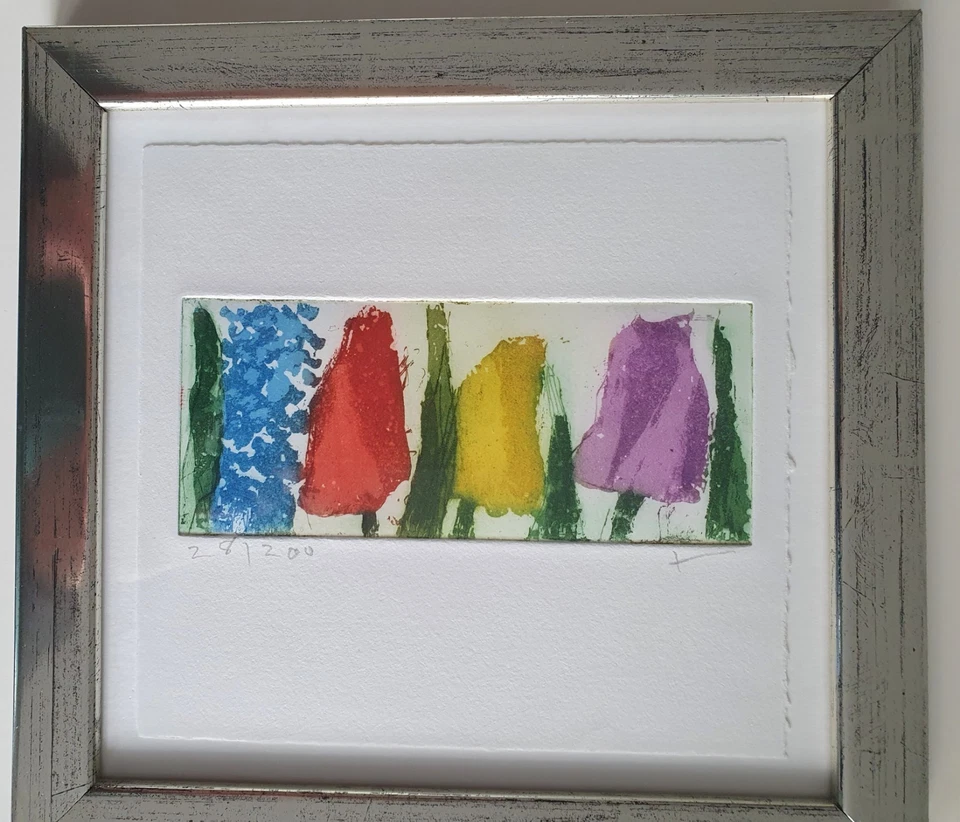 Klaus Fußmann Farbradierung Vergissmeinnicht/Tulpen, TOP ZUSTAND!! - Bild 1 von 4