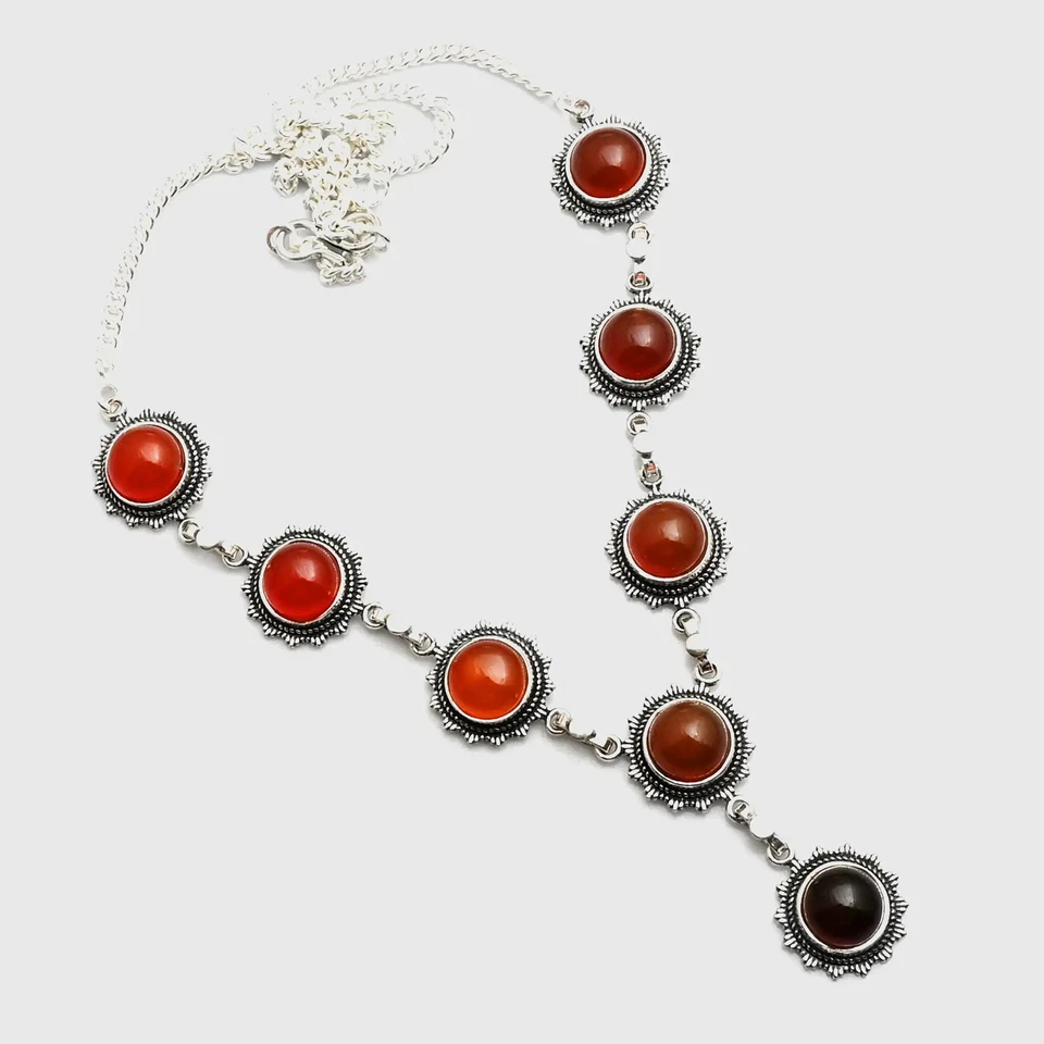 Collar étnico hecho a mano de piedras preciosas de cornalina para mujer 26 Gms AN 15130 Foto 1 de 1