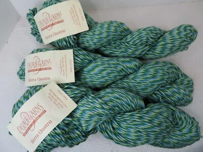 Лот из 3 Oceanside #411 каскад пряжи Sierra Quatro зеленый Пима хлопок 20% шерсти - Изображение 1 из 4