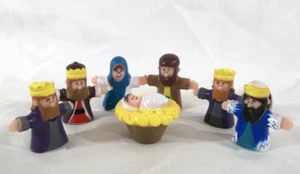 Miniature Rubber or Silicone Nativity Figures for Display or Finger Puppet Play - Picture 1 of 13