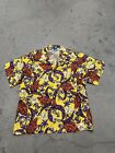 Vintage OP Ocean Pacific Rayon Button Up Hawaiian Floral shirt mens Med Mushroom