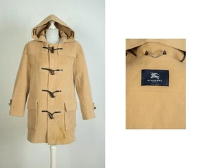 -Ladies Burberry London Wool Beige Duffle Coat Nova Check Jacket Size UK 6 - Picture 1 of 14