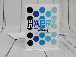 Glückwunschkarten-Set Happy Birthday #12 [4 Stück, handgefertigte Punkte maskulin blau] - Bild 1 von 6