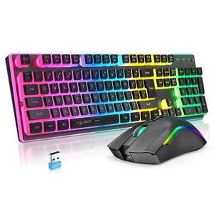 104 Keys 2.4G Wireless Pc Keyboard Mechanical Feeling Keyboard and Mouse Combos - Picture 1 of 11