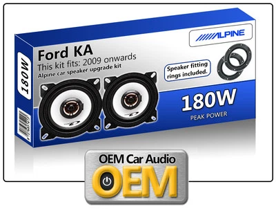 Ford KA Rear Panel speakers Alpine 10cm 4" car speaker kit 180W Max - Image 1 of 2