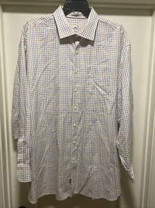 Peter Millar NANOLUXE 3XL Easy Care Button Long Sleeve Windowpane Dress Shirt - Picture 1 of 13