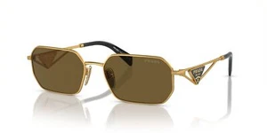 Prada Sunglasses PRA51S 15N01T 58mm Matte Gold / Dark Brown Lens - Picture 1 of 5