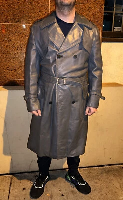 MENS MARTIN BERNARD VTG Gray Double Breasted LEATHER Button Jacket - Image 1 of 4