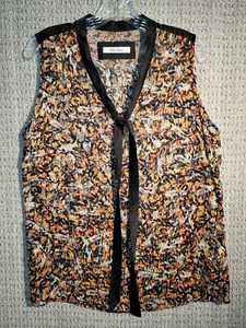 Robert Graham Lulu Womens Size Medium Natural Floral Silk Blend Sheer Blouse Top - Picture 1 of 10