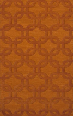 Orange Rectangles Loops Rounded Squares Transitional Area Rug Geometric DV7 - Image 1 of 2