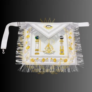 Delantal de trabajo Masonic Regalia Past Masters completamente vestido bordado a mano excelente - Imagen 1 de 6