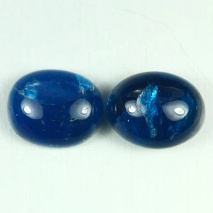 9.980 Cts AMAZING ROYAL NEON BLUE COLOR 100% NATURAL APATITE OVAL CABOCHAN 2 PCS - Picture 1 of 1