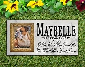 Pet Memorial Stone With Personalized Picture Marble 12in x 6in For Dogs or Cats - Picture 1 of 3