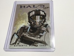 Halo XBOX Trading Card 2007 Topps Jake Myler Artist Sketch JKM RARE 1/1 Spartan