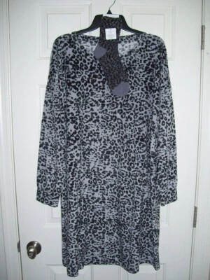SONOMA 2 PIECE SET CHEETA PRINT VELOUR NIGHTSHIRT, NIGHTGOWN WITH SOCKS 2X NWT - Image 1 of 4
