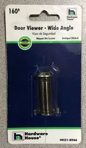 160 Degree Wide Angle Peephole Door Viewer Scope ANTIQUE NICKEL 1/2" Bore - Picture 1 of 3