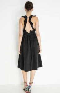 ULLA JOHNSON Willa Pinafore Midi Dress Black Noir Sz 10 US / AU 12-14 - Picture 1 of 9