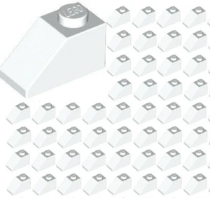 ☀️50x NEW LEGO 1x2 WHITE Slopes (#3040) BULK Parts Building Ice Snow - Picture 1 of 1