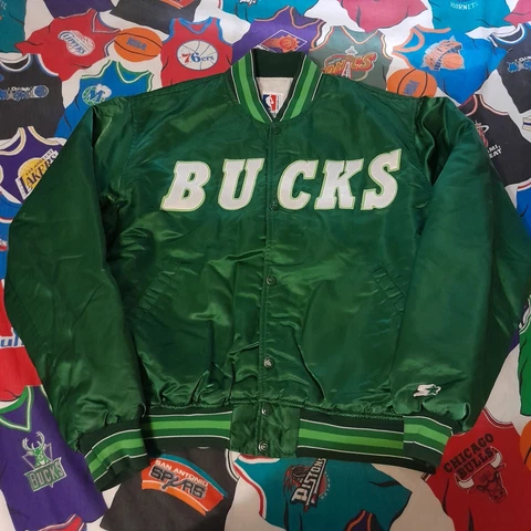 Vtg Starter Milwaukee Bucks Satin Jacket Men Size L Large Nba Cover