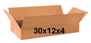 30" x 12" x 4" CARDBOARD BOX -200 lb -  SINGLE BOX - Picture 1 of 4