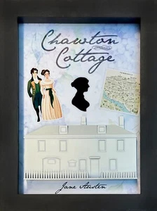Jane Austen Chawton Cottage Memorial Display Shadow Box, 5.75" x 7.75", Black - Picture 1 of 5