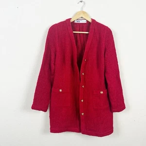 Zara Textured Red Button Front Mini Dress Blogger Favorite Size XL - Picture 1 of 5