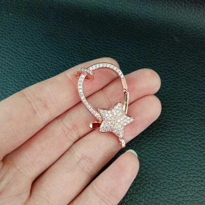 lobster clasp 13x34mm 18k gold Filled cubic zirconia micro pave star clasp - Image 1 of 3