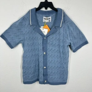 Sovereign Code Boys Pointelle Knit Collared Short Sleeve Button Front Sweater - Picture 1 of 6
