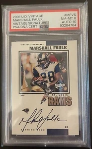 2001 Upper Deck Vintage Signatures MARSHALL FAULK PSA 8 Auto 10 Autograph - Picture 1 of 2