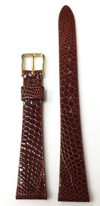 SPEIDEL VINTAGE 13MM SMALL BROWN GENUINE LIZARD LEATHER STRAP BAND GOLD NOS - Picture 1 of 6