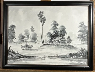 SOETHAN? Originale Aquarell Landschaft Von Indochina China? Signiert - Bild 1 von 4